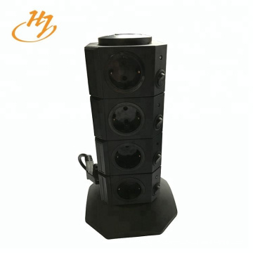 Black 2-USB 4-Layers Vertical Tower Socket